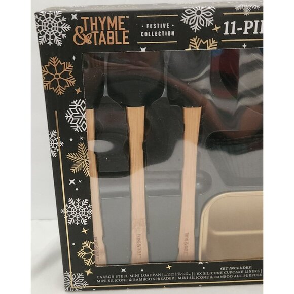 Thyme & Table black gold 11pc MINI BAKING SET loaf pan silicone whisk spatula - Picture 4 of 10